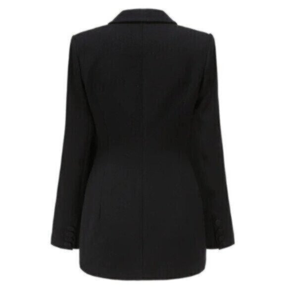 NWOT Nana Jacqueline Elora Blazer Black Gathered Satin Mini Dress Size M - Picture 2 of 13